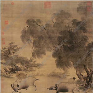 南宋 李迪《風(fēng)雨牧歸圖》國(guó)畫(huà)高清大圖下載