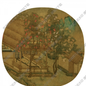 趙大亨《薇省黃昏圖》團(tuán)扇國畫高清大圖下載