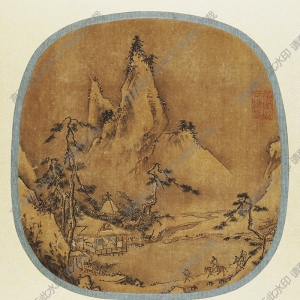 珪觀《山水圖》團(tuán)扇國畫高清大圖下載