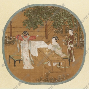 南宋 傳劉松年《宮女圖》團(tuán)扇國畫高清大圖下載