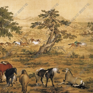 朗世寧_百駿圖_國畫高清大圖下載