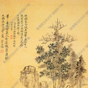 清 惲壽平《仿古山水冊(cè)》-4國(guó)畫(huà)高清大圖下載