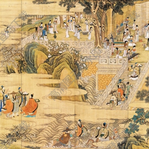 清 任熊《群仙祝壽圖》國畫高清大圖下載