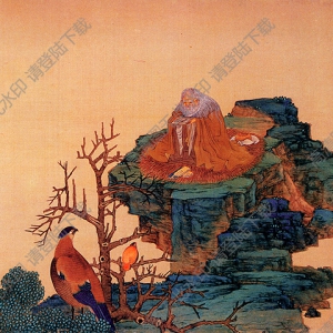 清 任熊《十六應(yīng)真圖冊頁》-4國畫高清大圖下載