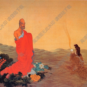 清 任熊《十六應(yīng)真圖冊頁》-5國畫高清大圖下載