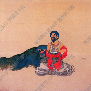 清 任熊《十六應(yīng)真圖冊頁》-6國畫高清大圖下載