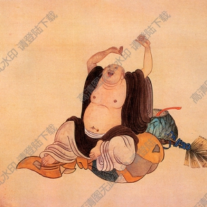 清 任熊《十六應(yīng)真圖冊頁》-7國畫高清大圖下載