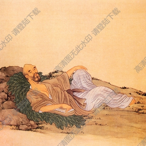 清 任熊《十六應(yīng)真圖冊頁》-11國畫高清大圖下載