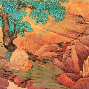清 任熊《十六應(yīng)真圖冊頁》-13國畫高清大圖下載
