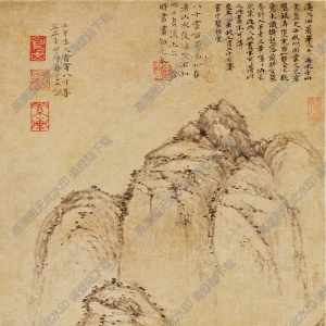 元 曹知白《疏松幽岫圖》國(guó)畫高清大圖下載