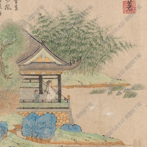 元 錢選《王羲之觀鵝圖》國(guó)畫高清大圖下載