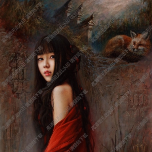 安靜油畫_聊齋人物_紅玉_高清大圖下載