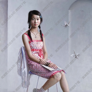 安靜油畫_一個坐著的女中學(xué)生_高清作品下載