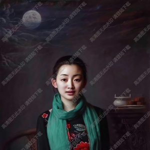 安靜油畫_坐著的古典女子_高清圖片下載