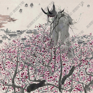 吳冠中國(guó)畫作品_梅園水亭_高清下載
