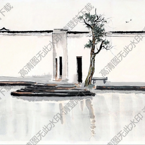 吳冠中國(guó)畫作品_雙燕_高清大圖下載