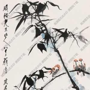 唐云國(guó)畫作品 竹石小鳥 高清下載