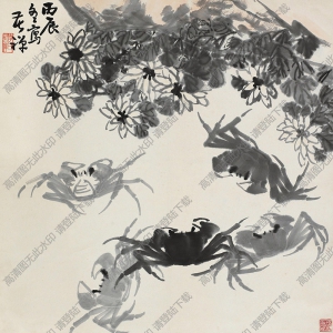 李苦禪作品_菊蟹圖_高清大圖下載