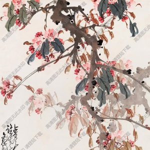 趙少昂國畫 白頭桃花 高清大圖下載
