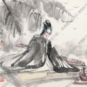 傅小石國(guó)畫 貴妃醉酒圖 高清大圖下載