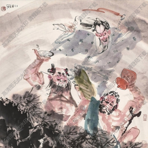 傅小石國(guó)畫 狂飲圖 高清大圖下載
