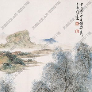 胡佩衡國(guó)畫(huà) 柳蔭垂釣 高清大圖下載