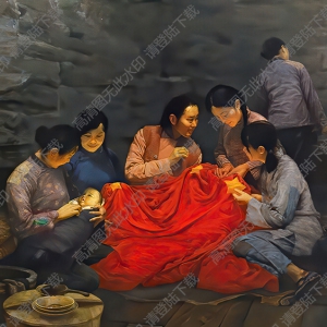 李躍進(jìn)作品_解放前夜繡紅旗_高清大圖下載