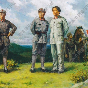 符史冠油畫_毛澤東、朱德、陳毅在井岡山_高清大圖下載