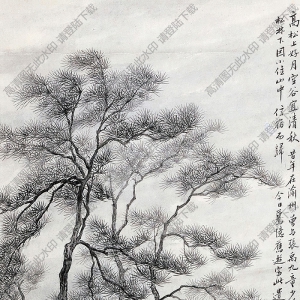 陶冷月國(guó)畫 高松上好月 高清大圖下載