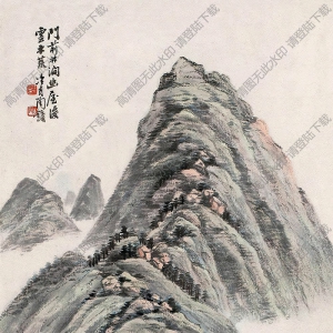 陶冷月國(guó)畫 林間幽屋 高清大圖下載