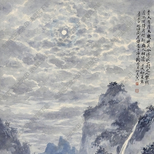 陶冷月國(guó)畫 把酒問(wèn)月 高清大圖下載