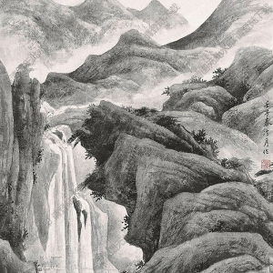 陶冷月國(guó)畫 松瀑圖 高清大圖下載