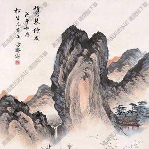 溥伒國(guó)畫(huà) 攜琴訪友 高清大圖下載