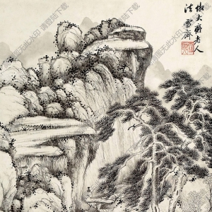 溥伒國(guó)畫(huà)作品 策杖訪友 高清下載