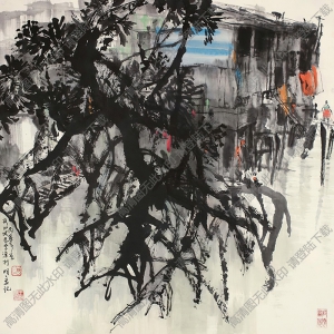 王明明國(guó)畫(huà) 漁村小景 高清大圖下載
