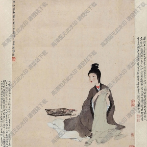 傅抱石國畫作品 巧裁圖 高清下載