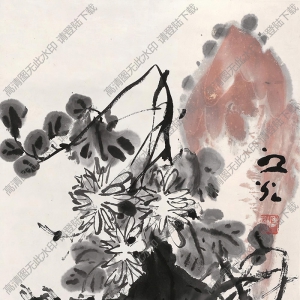 謝之光國(guó)畫作品 菊石圖2 高清下載