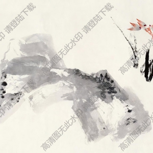 謝之光國(guó)畫作品 蘭石圖 高清下載