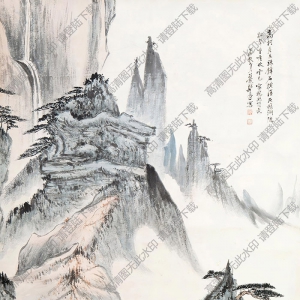 鄭午昌國畫 重崖復澗圖 高清大圖下載
