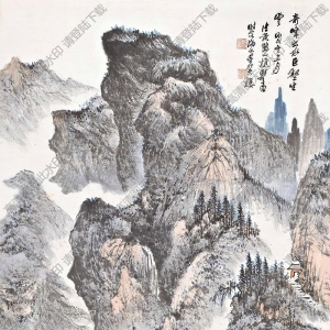 鄭午昌國(guó)畫(huà)作品 巨壑奇峰 高清下載