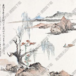 鄭午昌國(guó)畫(huà)作品 平江高逸 高清下載