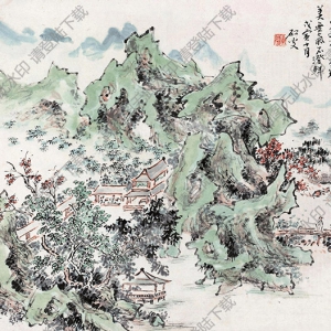 黃賓虹國畫 秋山閑話 高清大圖下載