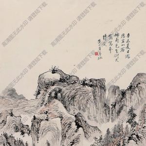 黃賓虹國(guó)畫 夏日山居圖 高清大圖下載