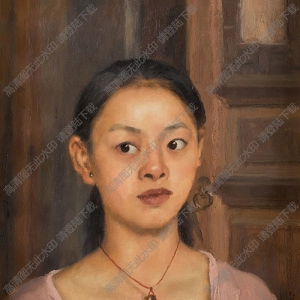 楊飛云油畫(huà) 著粉色毛衣的女孩 高清大圖下載