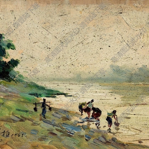 劉國(guó)樞油畫作品 挑水 高清下載