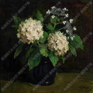 劉國(guó)樞油畫作品 繡球花 高清下載