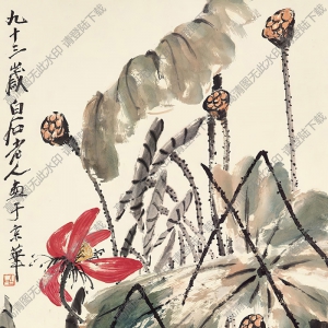 齊白石國畫_荷花雙鴨_高清大圖下載