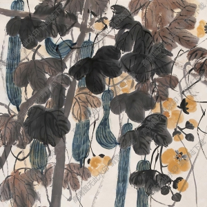 齊白石國(guó)畫作品_絲瓜蜜蜂_高清下載