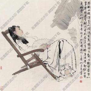 何家英國(guó)畫(huà)作品 玉鉤西桂消夏人 高清下載