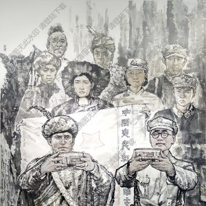 鄧光源國畫_彝海結(jié)盟_劉伯承和小葉丹_高清大圖下載